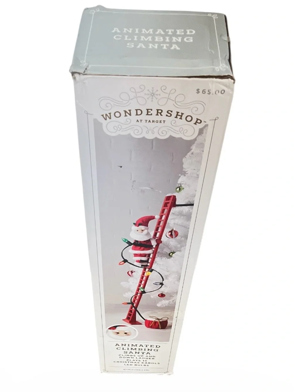 New Animated Climbing Holiday Santa on Ladder Tree Decor - Red and Green